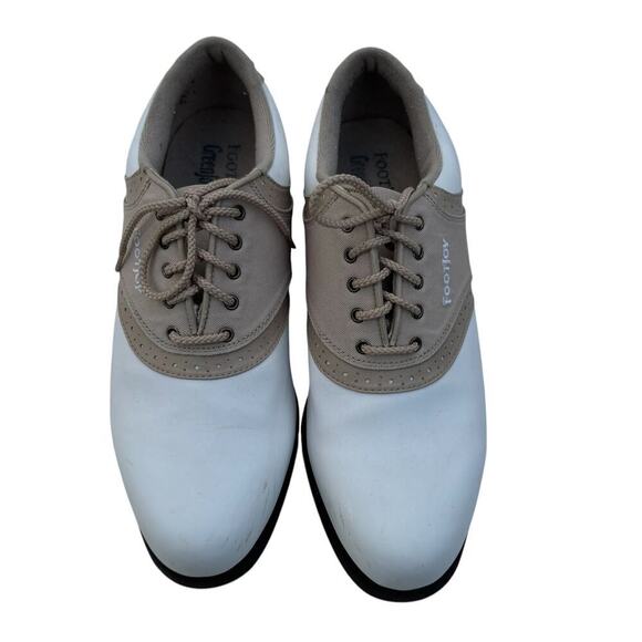 Footjoy Greenjoy Golf Shoes Women's Size 10 White Tan Saddle Oxfords - Picture 4 of 9